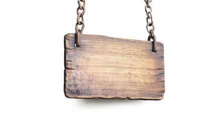 Fototapeta premium Rustic Wooden Sign with Metal Chain Hanging