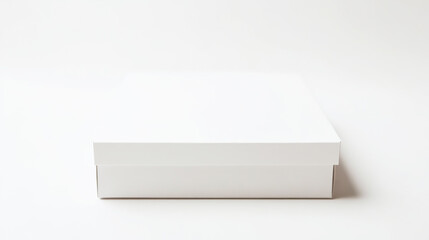 Fototapeta premium White Gift Box on a White Background - Minimalist Packaging Design