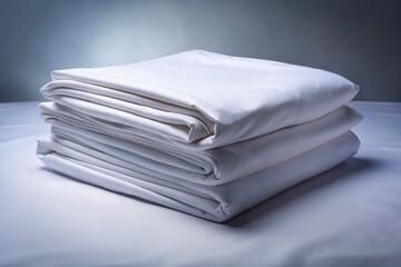 New White Folded Cotton Bedding Sheet - Isolated Side View for Home Decor and Interior Design
