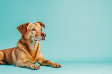 Thoughtful Dog on Colorful Background