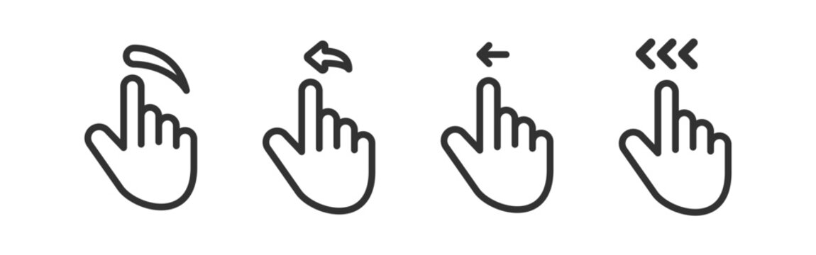 Hand swipe icon. Finger gesture. Interface move touch.