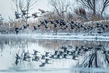 Fototapeta premium snow geese in winter