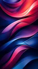 Geometric wave design with alternating colors of red and blue, flowing lines and soft shadow effects, sharp edges and smooth gradients, futuristic and minimalist composition,