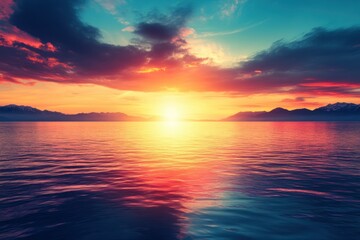 Obraz premium Serene Sunset Over Calm Water