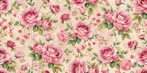 pink vintage floral wallpaper with pink rose macro