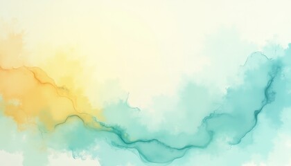 Obraz premium Soft hues of yellow and turquoise gracefully swirl together, creating a calming atmosphere that invites reflection and creativity in any space