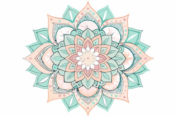 Geometric Floral Mandala with Symmetrical Patterns