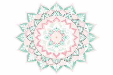 Geometric Floral Mandala with Symmetrical Patterns