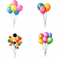 Naklejka premium Balloons isolated on white green balloons balloons sky balloons blue balloons confetti hot air