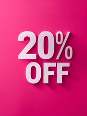 White '20% OFF' Promotional Sign on a Fuchsia Background