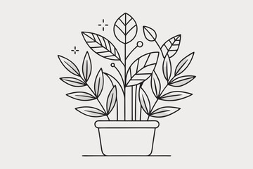 Minimalist Plant Illustration with Simple Line Art