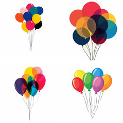 Naklejka premium Balloons isolated on white green balloons balloons sky balloons blue balloons confetti hot air