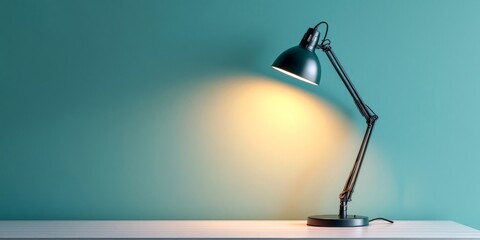 Modern desk lamp casting light on a minimalist workspace