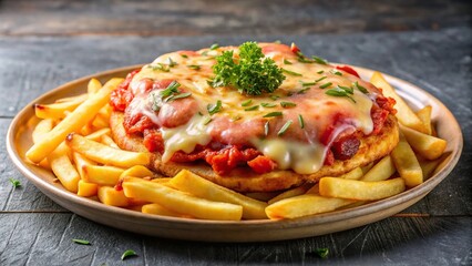 Delicious Panoramic Neapolitan Milanese pizza with ham and cheese