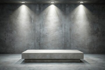 Reflected empty concrete pedestal podium stage for showcase