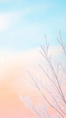 Obraz premium soft winter sunset with pastel colors creates serene atmosphere, featuring delicate branches silhouetted against gradient sky