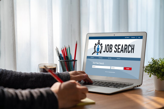 Online job search on modish website for worker to search for job opportunities on the recruitment internet network