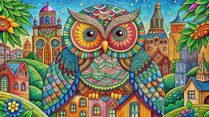 Fototapeta premium Owl Coloring Page Design for Kids and Adults - Creative and Fun Art Activities