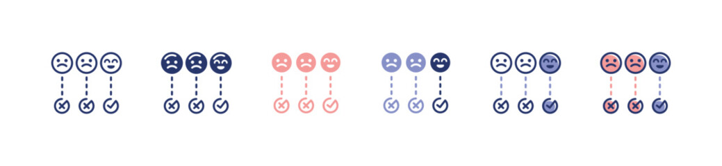 emoticon survey evaluation icon set business feedback rating and review customers satisfaction vector illustration