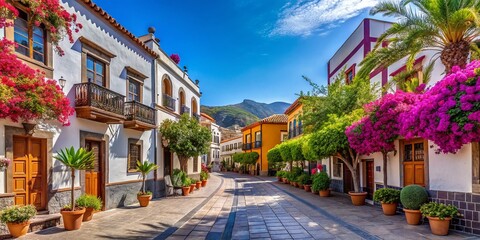 Fototapeta premium Panoramic View of Paseo de Canarias Street in Firgas, Gran Canaria: A Stunning Canary Islands Landscape