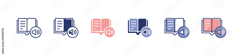 Aufkleber simple open audio book with speaker icon set online learning podcast listening course media education signs vector illustration for web and app