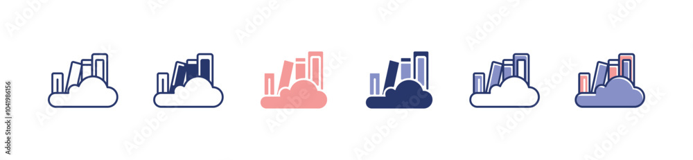 Aufkleber online course cloud book download icon set digital education bookshelf library vector learning media