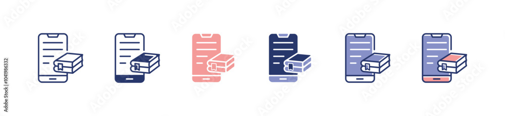 Aufkleber simple mobile digital library book icon set online dictionary literature course education business s