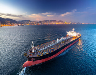  The oil tanker in the high seas with city at far away 85704