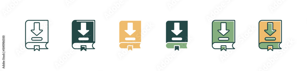 Poster simple digital book library download icon set online education dictionary journal document directory signs vector illustration for web and app