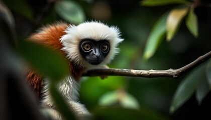 Naklejka premium black and white lemur