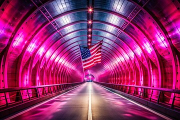 Naklejka premium Pink Tunnel Flag Animation Loop - Vibrant Double Exposure Photography for Dynamic Visuals