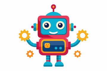 Naklejka premium Playful Robot Characters for Children's Animation