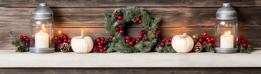 Rustic Barn Decor with Autumn Elements and Wreaths