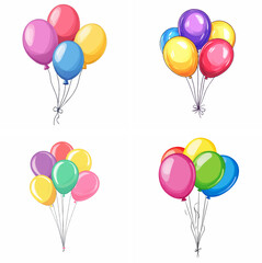 Naklejka premium Balloons isolated on white green balloons balloons sky balloons blue balloons confetti hot air
