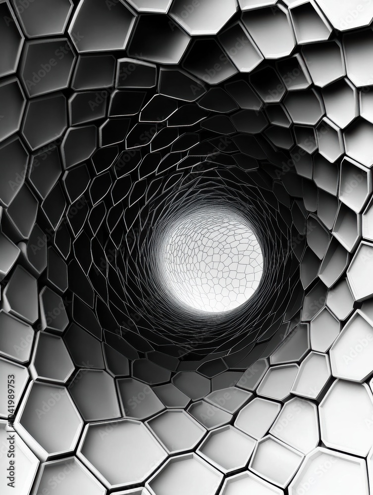 Aufkleber a series of hexagons gradually converge towards the center, creating a captivating sense of depth an