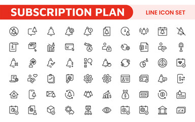 Subscription Services Icon Set. Modern and sleek icons for subscription-based platforms, perfect for enhancing user interfaces, streaming apps, SaaS products, and membership management.