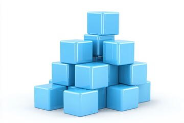 Obraz premium A grid of cubes with varying heights, isolated on white, creating a dynamic 3D landscape