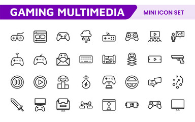 Gaming Icon Set. Vibrant and dynamic icons for game design, streaming, and e-sports branding, perfect for creating immersive interfaces and enhancing your gaming projects.