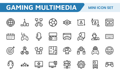 Gaming Icon Set. Vibrant and dynamic icons for game design, streaming, and e-sports branding, perfect for creating immersive interfaces and enhancing your gaming projects.