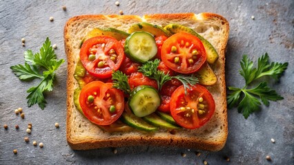 Delicious Turkish mixed toast with tomato and pickle
