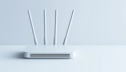 A network router with multiple antennas, isolated on white, featuring a sleek, tech-savvy look