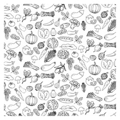 vegetable doodle seamless pattern background hand drawn illustration