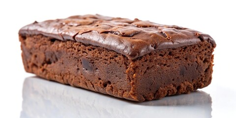 reflected chocolate brownie bread on white background