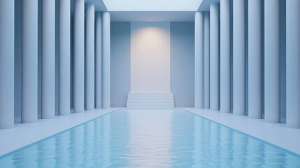 Fototapeta premium Tranquil Stage with Cascading Light and Reflection