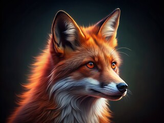 Naklejka premium Red Fox Head Emblem in Low Light Photography for Wildlife Aesthetic and Nature Lovers