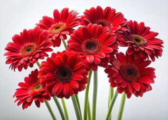 Red Gerbera Daisy Collection on White Background - Vibrant Floral Design for Home D&eacute;cor and Artistic Projects