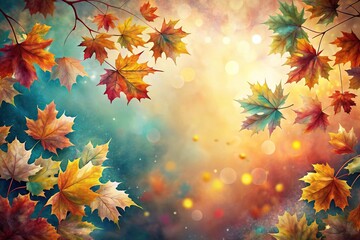 Obraz premium Depth of field abstract watercolor art inspired by autumn foliage