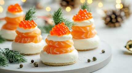 Obraz premium Elegant Salmon and Cream Cheese Appetizers Display