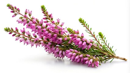 Fototapeta premium Silhouette of heather flower on white background, healing herb
