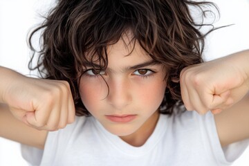 Naklejka premium Portrait of a Determined Young Boy
